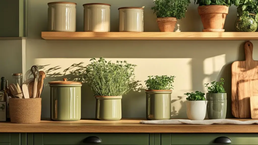 Green Kitchen Designs with Wooden Accents: A Natural Blend
