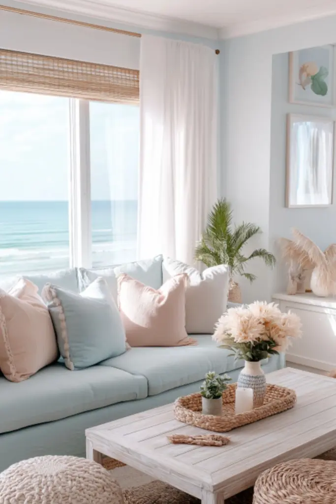 How to Design a Colorful Beach House Living Room with Soft Pastels for a Breezy Coastal Vibe