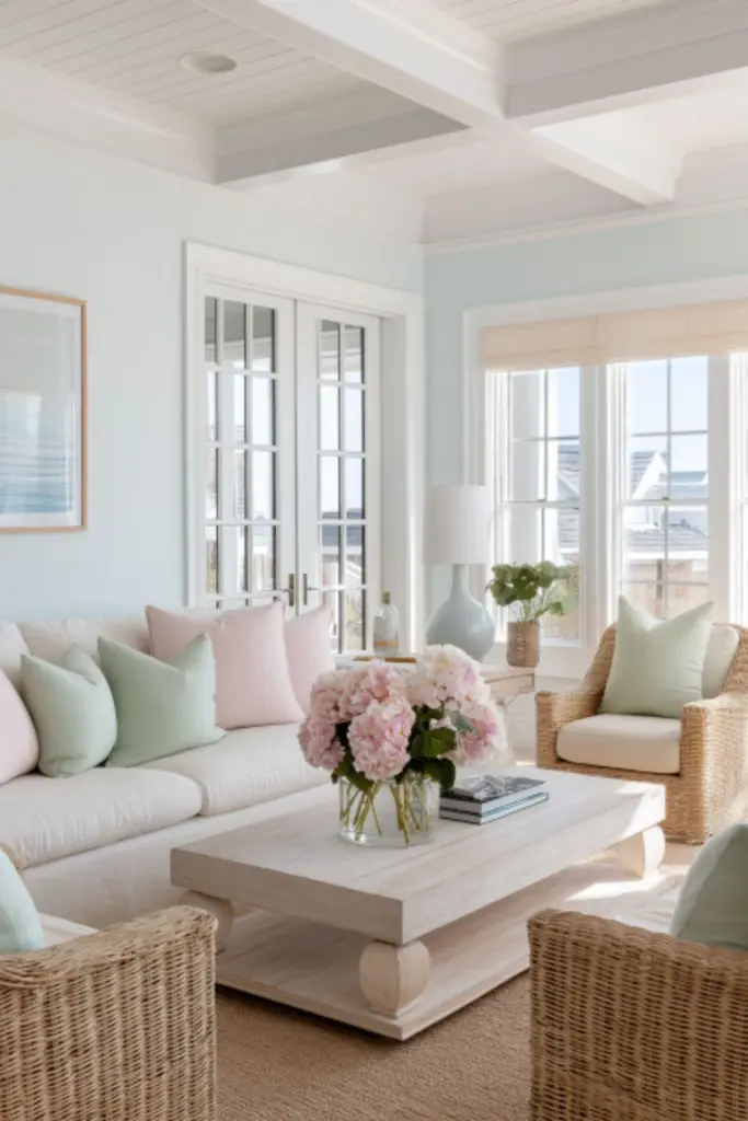 How to Design a Colorful Beach House Living Room with Soft Pastels for a Breezy Coastal Vibe