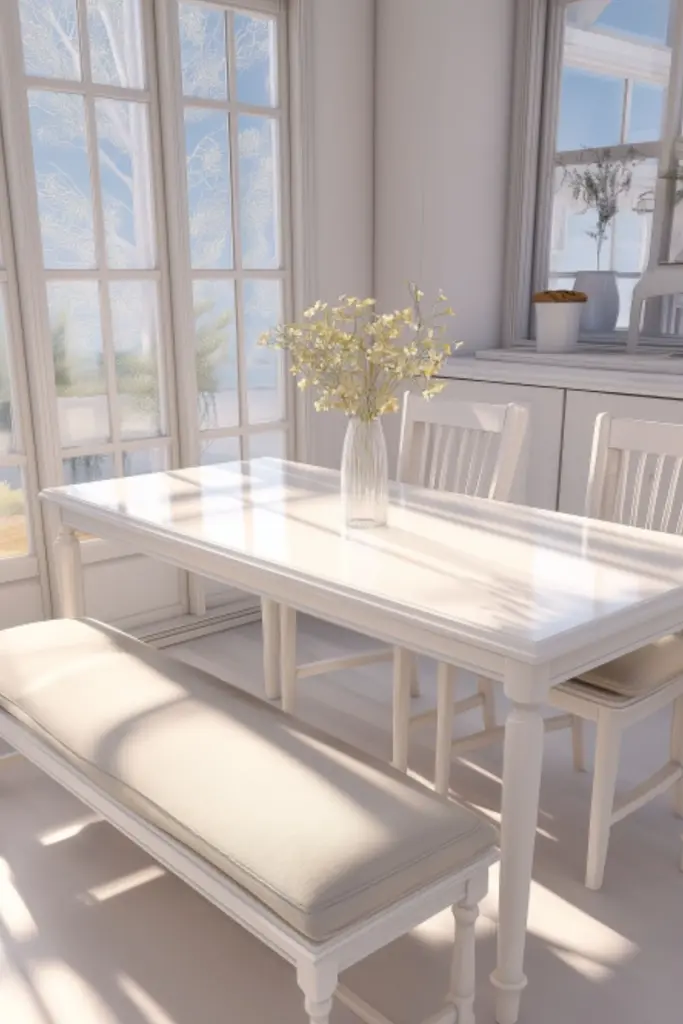 Minimalist Bloxburg Dining Room with Clean White Tones: Sleek Simplicity for Virtual Home Decor