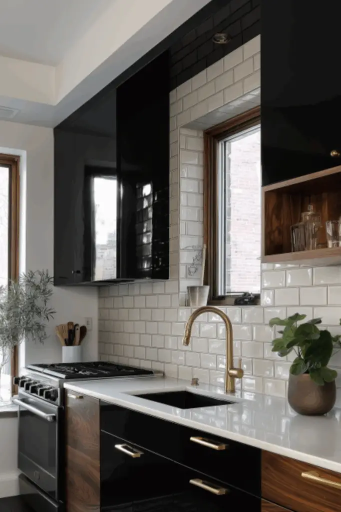 Creating a Sleek Black and Natural Wood Kitchen for Small Spaces That Feels Spacious and Stylish