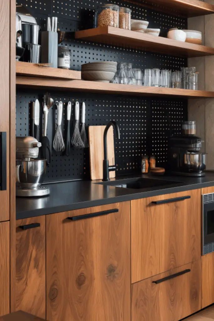 Creating a Sleek Black and Natural Wood Kitchen for Small Spaces That Feels Spacious and Stylish