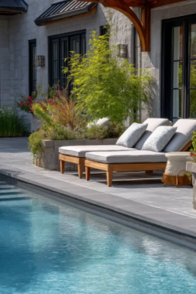 Stone and Wood Decks Around Pools for a Rustic, Timeless Backyard Escape