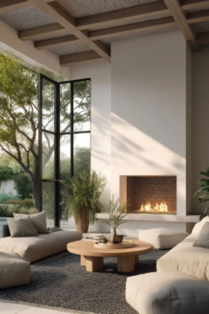 Pool House Ideas with Cozy Lounge and Fireplace for the Ultimate Backyard Retreat