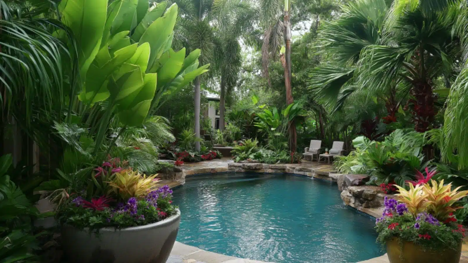 Tropical Backyard With Pool for Vacation Vibes at Home: Design Ideas for a Lush Outdoor Escape