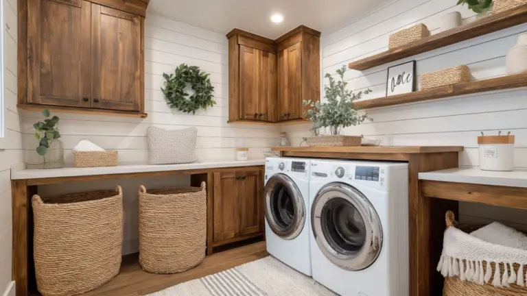 Farmhouse Style Laundry Room Bloxburg Builds with Vintage Charm and Cozy Details
