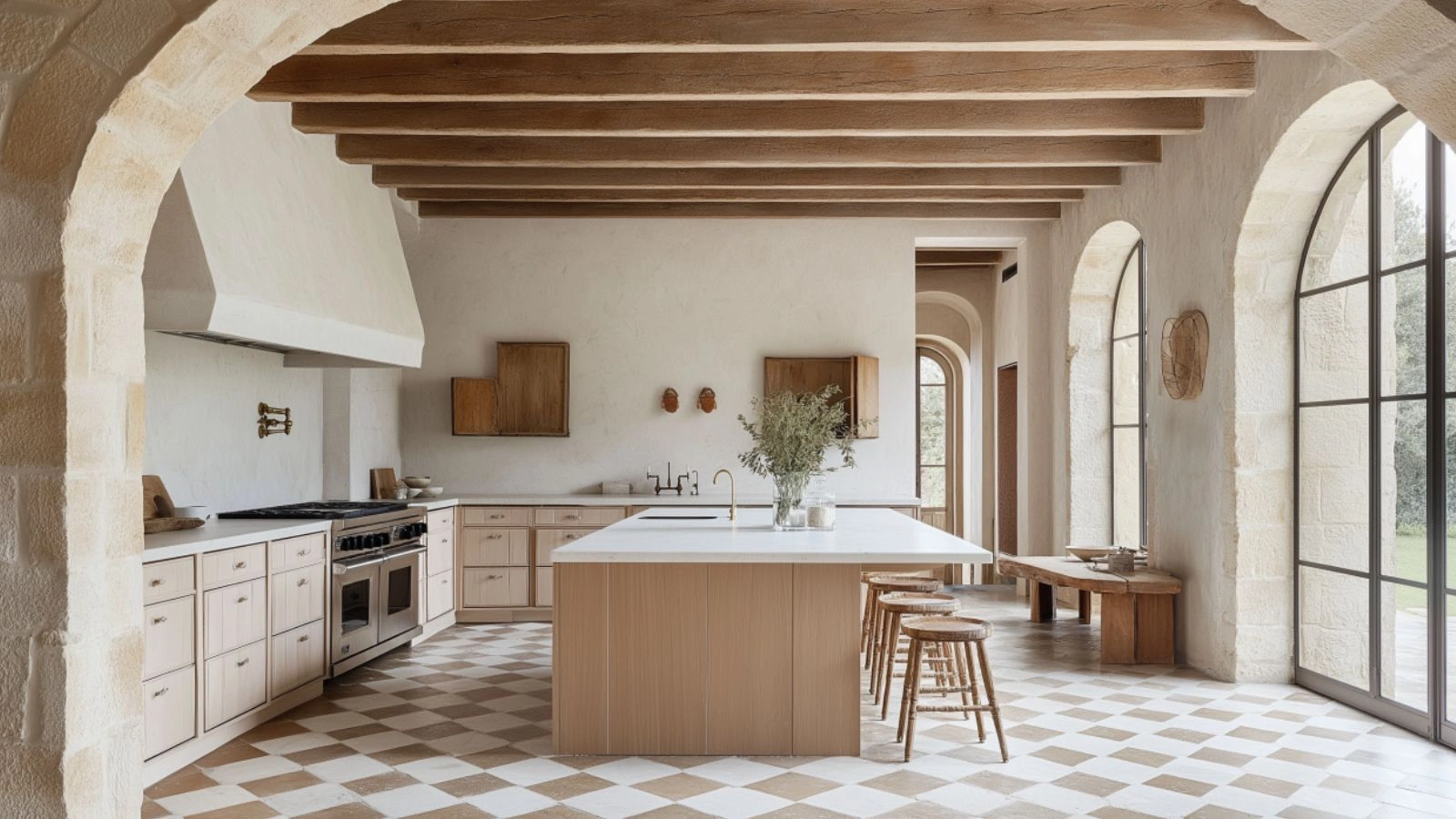 Modern French Chateau Kitchen with Antique Touches for Timeless Elegance