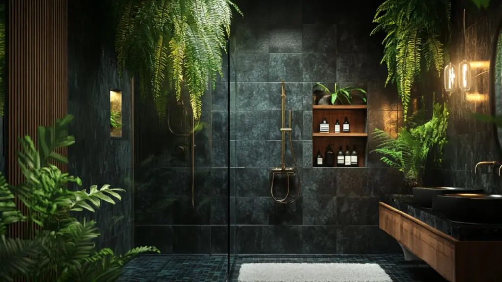 How to Style a Small Moody Bathroom with Plants & Glossy Tile: Create a Cozy, Elegant Space