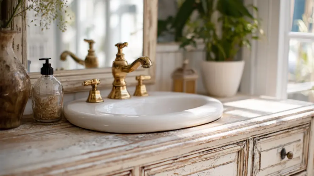 Vintage Vanity Ideas Bathroom with Repurposed Furniture