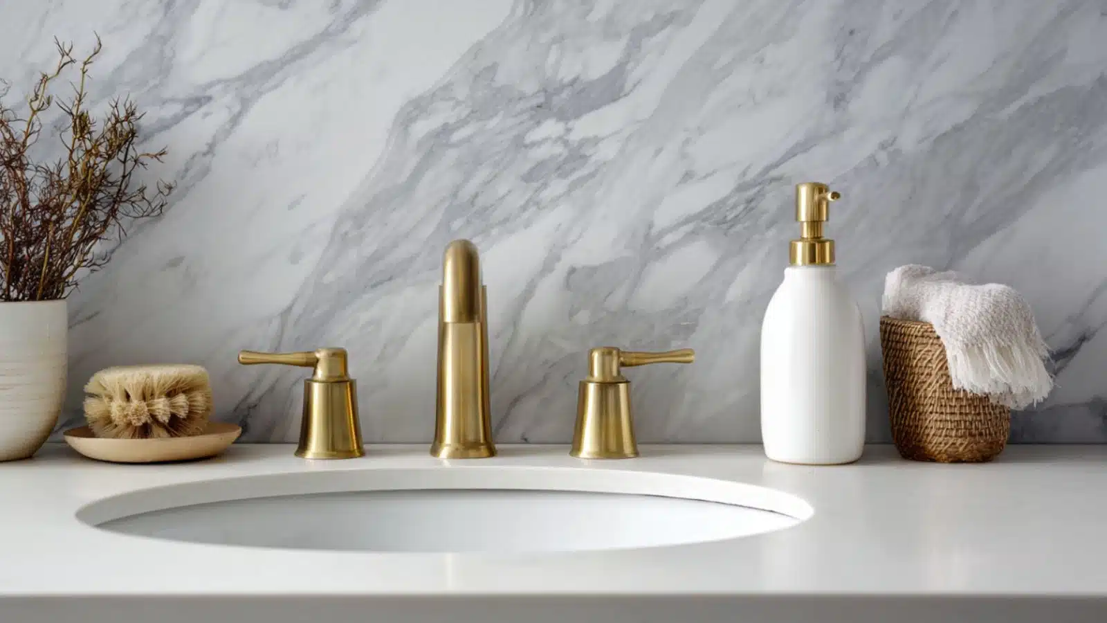 DIY Bathroom Counter Updates Using Peel Stick Backsplash