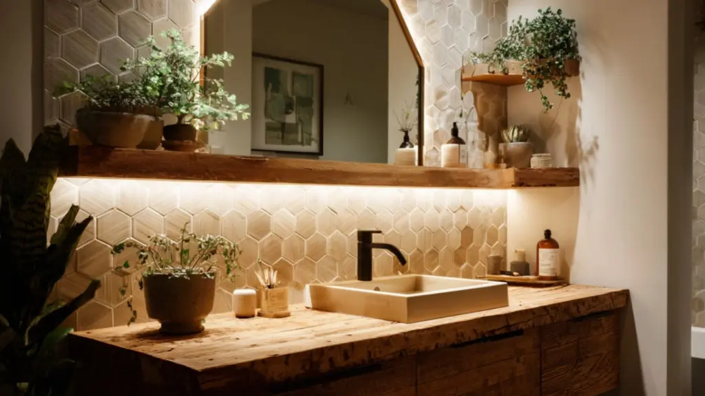 DIY Bathroom Counter Updates Using Peel Stick Backsplash