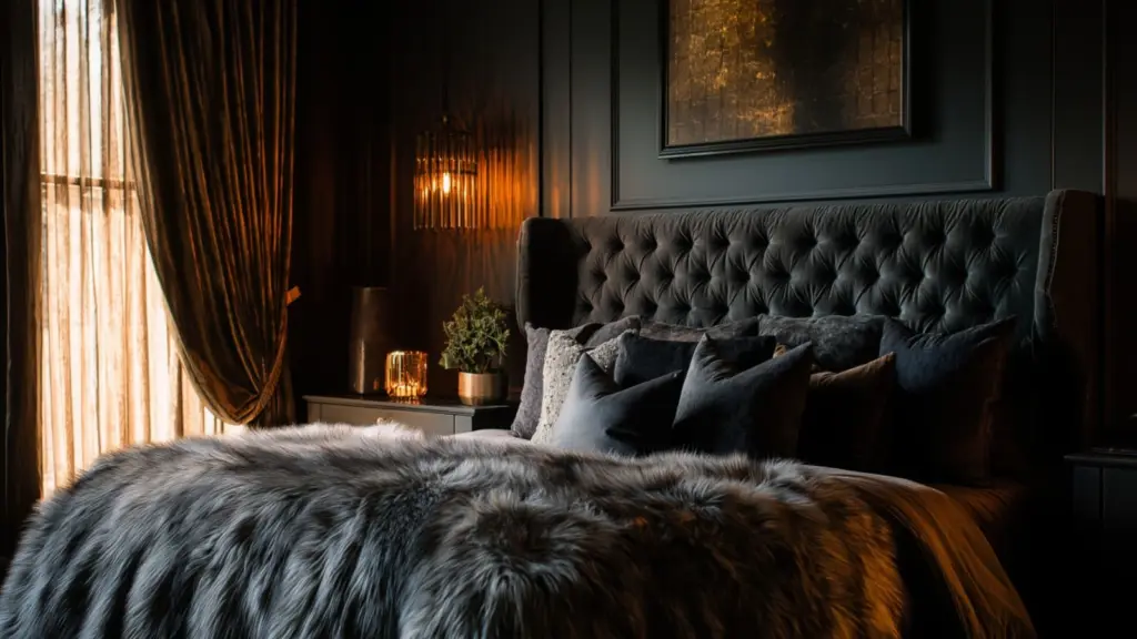 Dark Romantic Moody Bedroom Designs with Luxurious Textures for a Timeless, Seductive Look