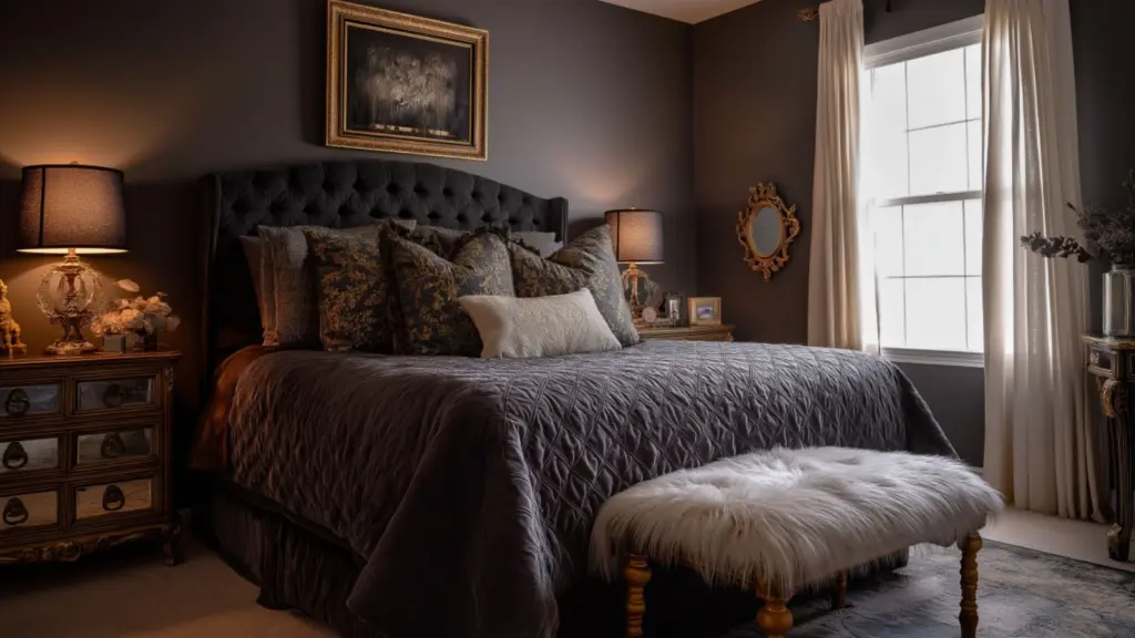 Dark Romantic Moody Bedroom Designs with Luxurious Textures for a Timeless, Seductive Look
