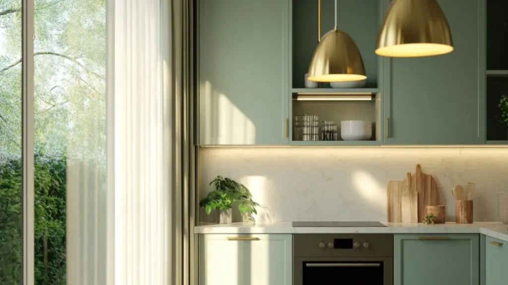 Minimalist Sage Green Kitchen Ideas with Open Shelving: Elegant Design for a Fresh, Airy Space