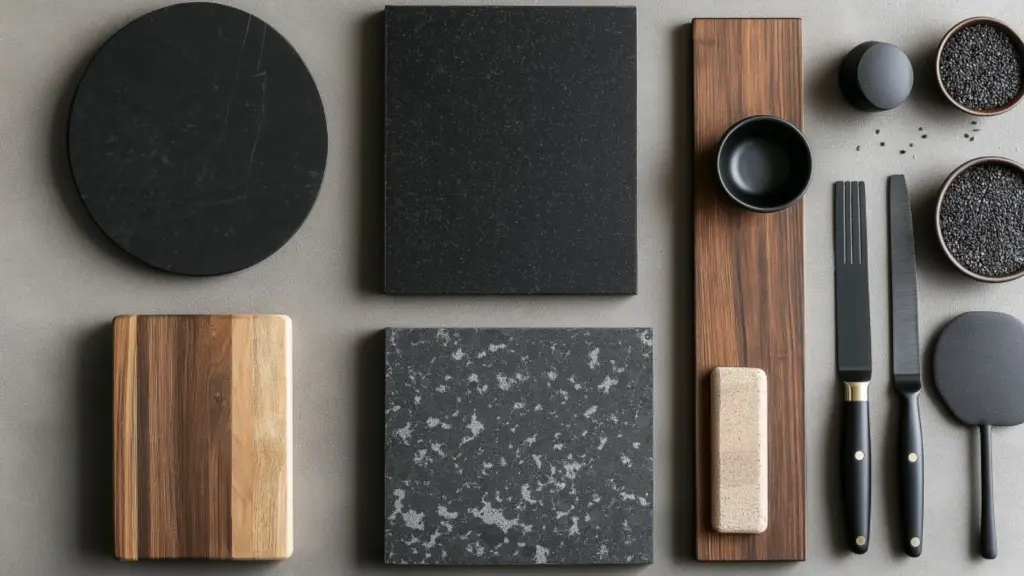 Dark Countertops in Minimalist Kitchen Designs: Elegant Contrast for a Sleek, Modern Look