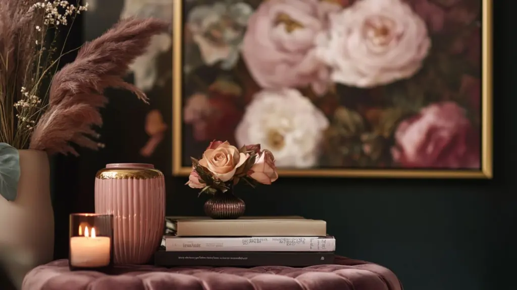 Moody Girly Living Room with Deep Hues: Elegant Styling for a Feminine and Dramatic Space
