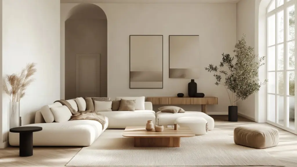 Neutral Elegant Living Room Decor with Clean Lines