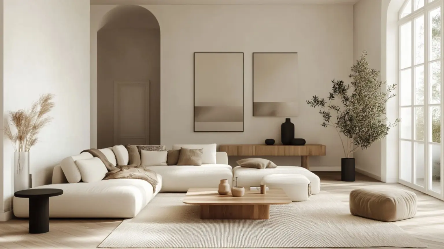 Neutral Elegant Living Room Decor with Clean Lines