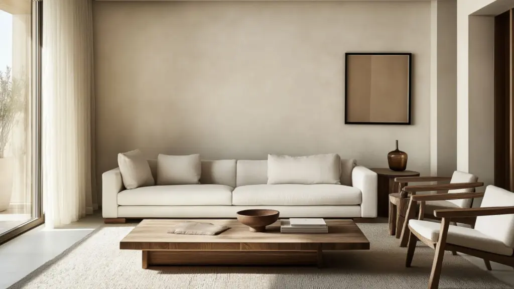 Neutral Elegant Living Room Decor with Clean Lines