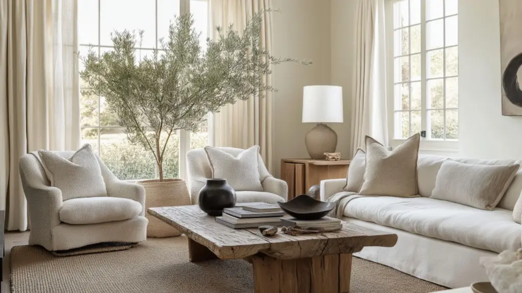Neutral Elegant Living Room Decor with Clean Lines