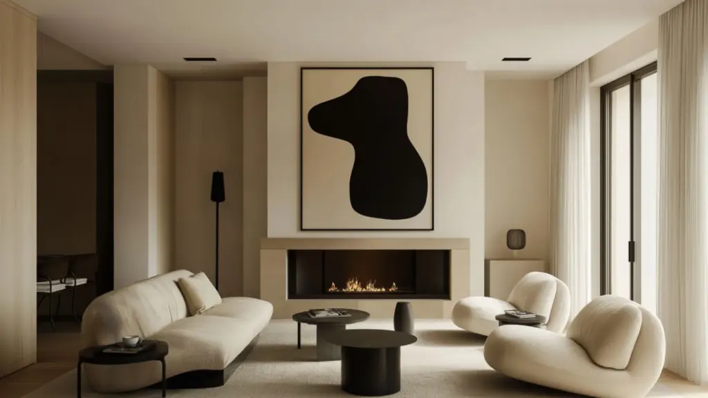 Neutral Elegant Living Room Decor with Clean Lines