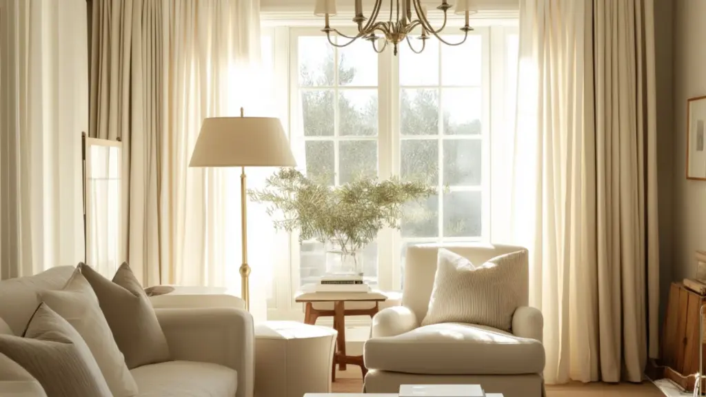 Neutral Elegant Living Room Decor with Clean Lines