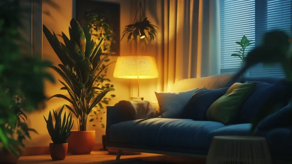 Cozy Blue and Green Living Room Ideas with Indoor Plants