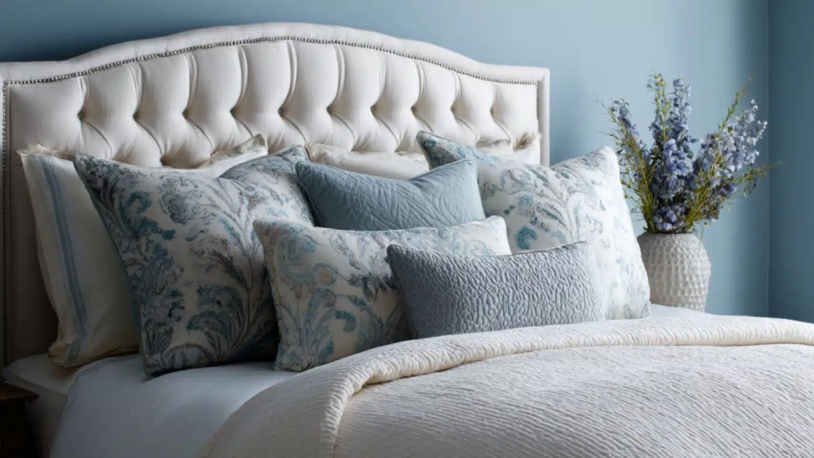 Elegant French Blue Bedroom with White Trim: A Timeless Home Decor Dream