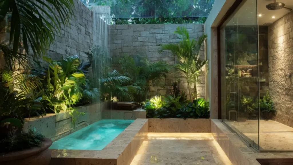 Luxury Pool Bathroom Ideas Featuring Natural Stone Accents for a Spa-Like Escape