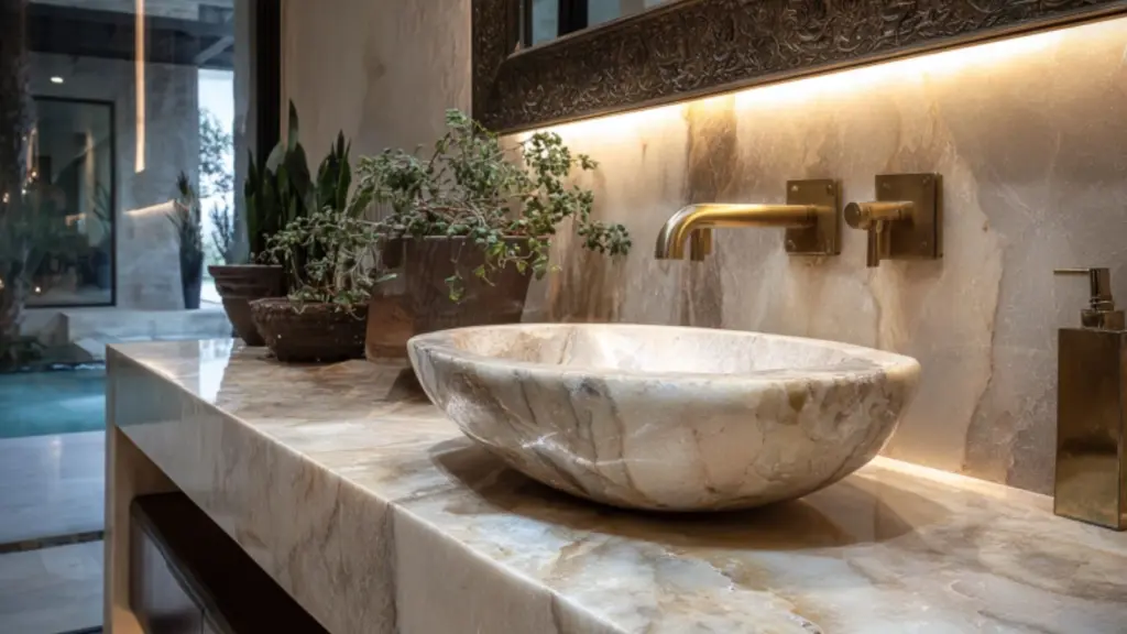 Luxury Pool Bathroom Ideas Featuring Natural Stone Accents for a Spa-Like Escape