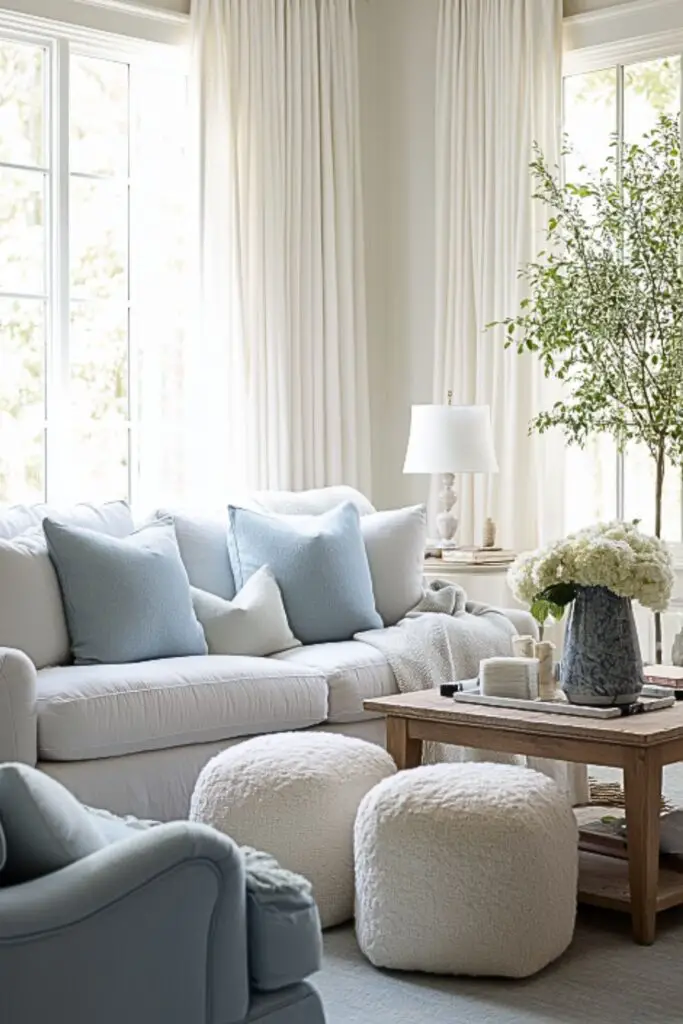 What Interior Designers Love Most About Blue and White Living Rooms