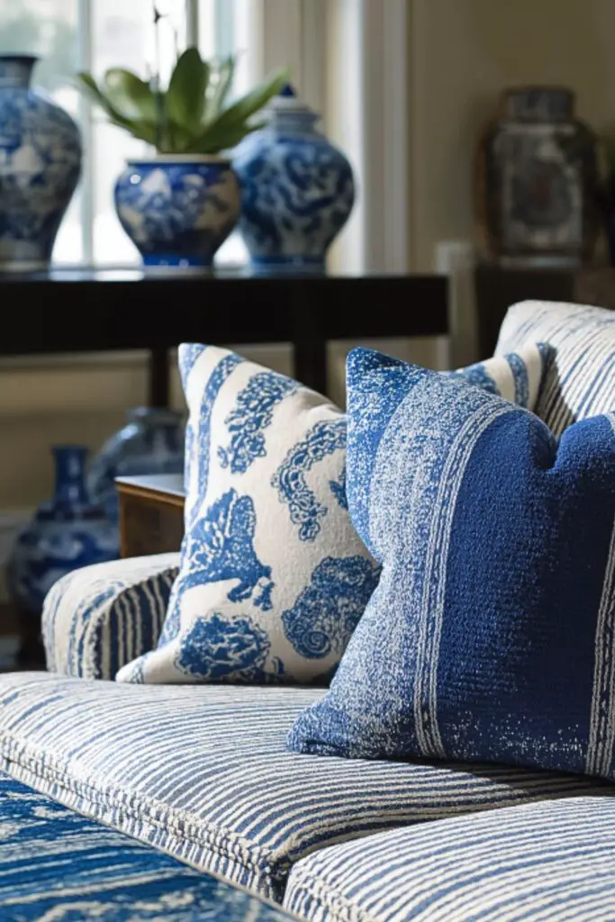 What Interior Designers Love Most About Blue and White Living Rooms