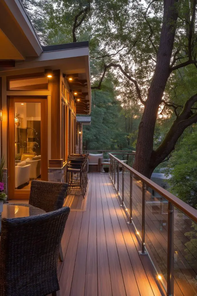 Create a Stylish Deck with Patio Underneath Featuring a Fire Pit and Cozy Seating