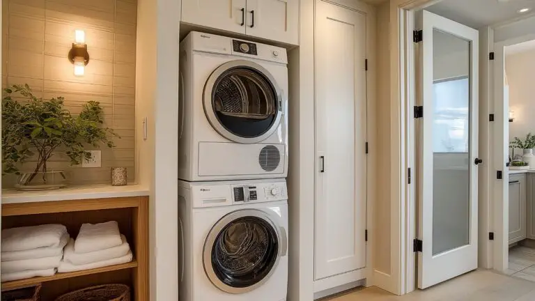 Stylish Bathroom Laundry Combo Featuring Stackable Washer Dryer for Smart Small-Space Living